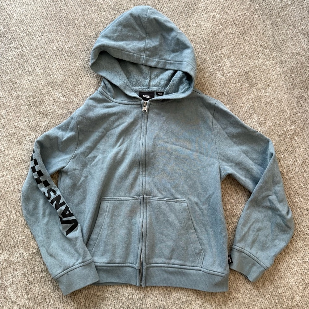 Vans Youth Medium Blue Zip-Up Hoodie Checker Logo